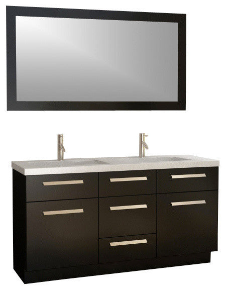 Moscony 60" Double Sink Vanity Set, Espresso