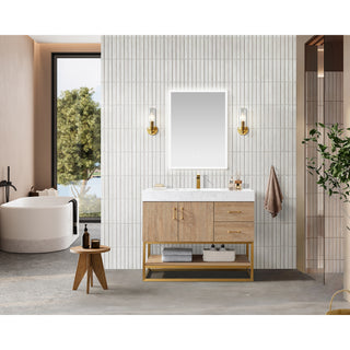 Alistair Vanity, North American Oak With Countertop, 42", With Mirror