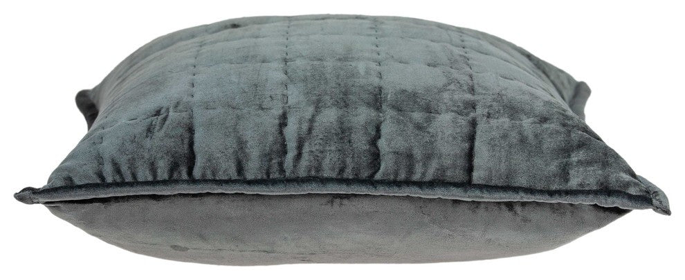 20" X 7" X 20" Transitional Charcoal Solid Quilted Pillow Cover With Poly Insert