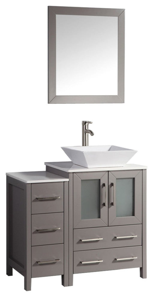 Vanity Art Bathroom Vanity Set With Sink, Gray, 36", Standard Mirror