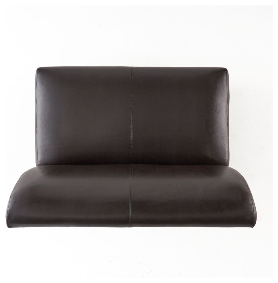 Nathan Contemporary Bonded Leather Upholstered Loveseat, Brown