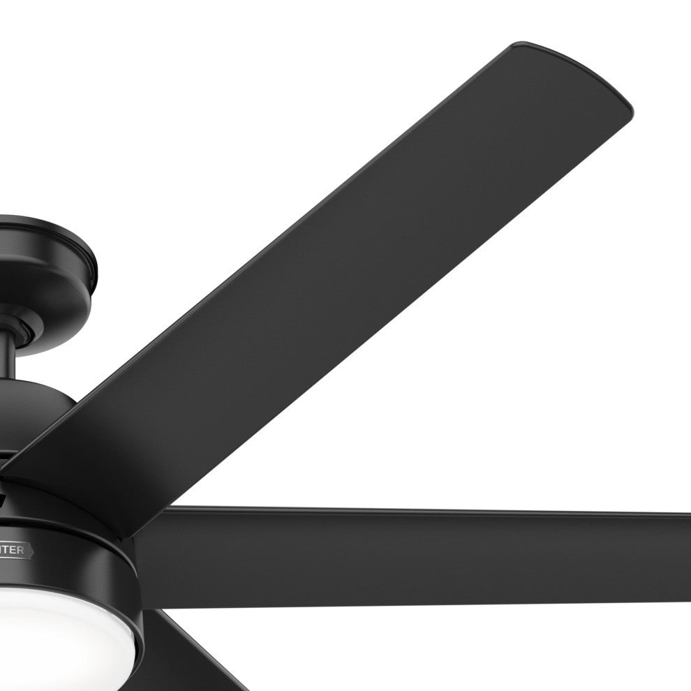 Hunter 60" Skysail Matte Black Wet Rated Ceiling Fan, LED Kit, Remote