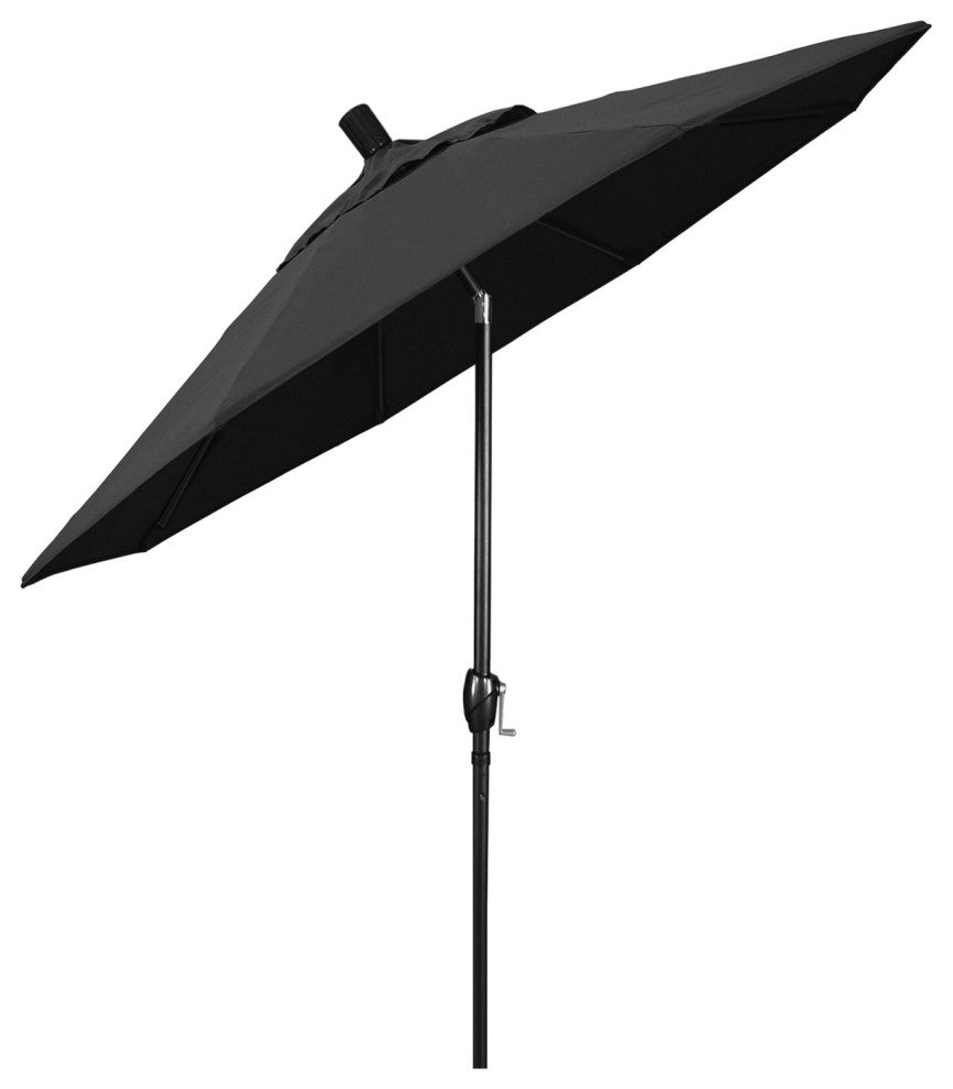 6ft. Stone Black Aluminum Market Umbrella Push Button Tilt Black Sunbrella