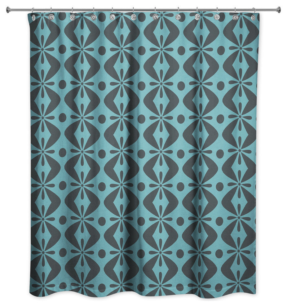 Folk Pattern in Blue Shower Curtain