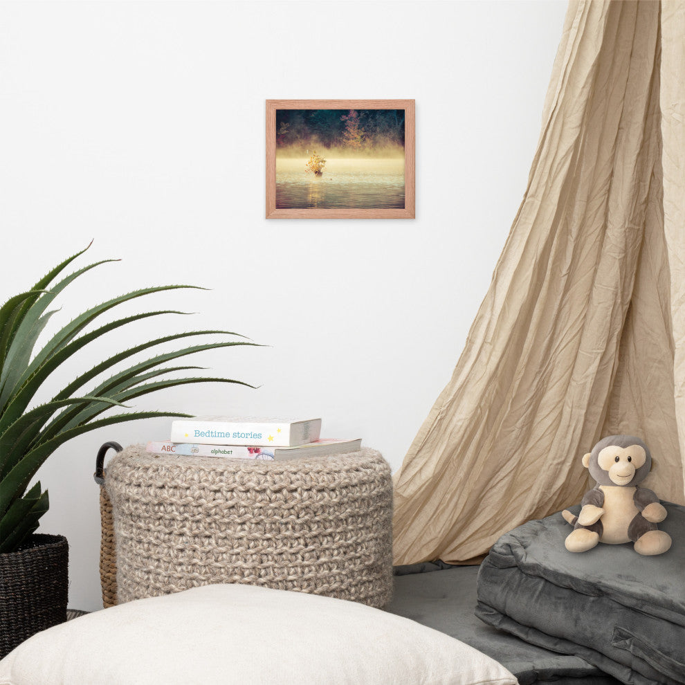 Golden Mist on Waples Pond Framed Photo Paper Wall Art Prints, Red Oak, 8" X 10"