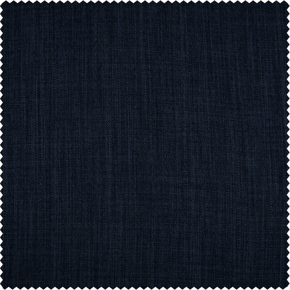 Nightfall Navy Faux Linen Room Darkening Sample Swatch, 4Wx4L