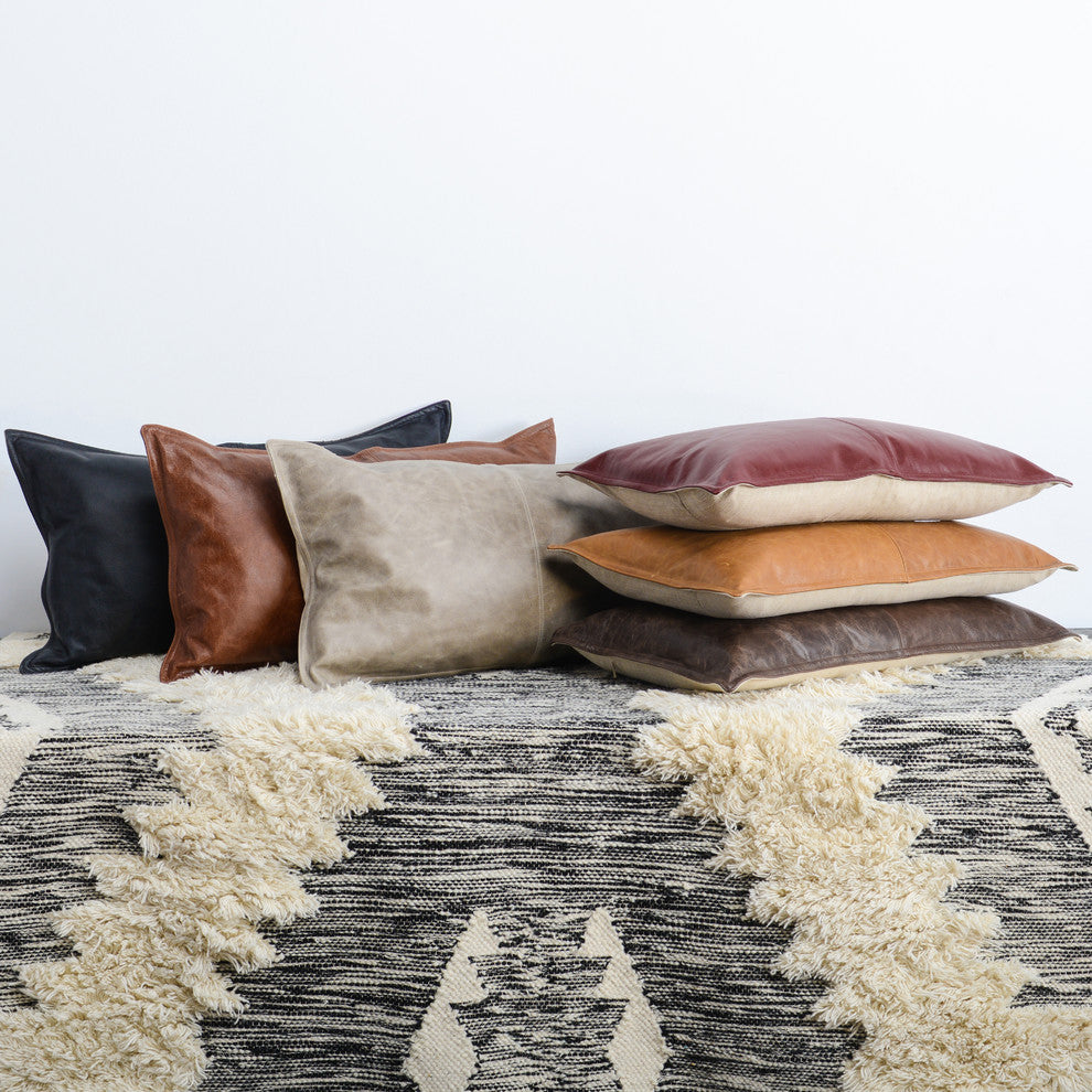 Cheyenne 100% Leather 14"x26" Throw Pillow by Kosas Home, Chestnut Brown