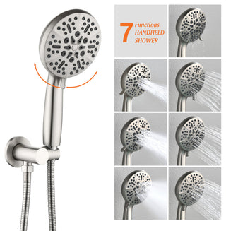 Single Handle Wall Mounted Waterfall Faucet With Handshower, Brushed Nickel