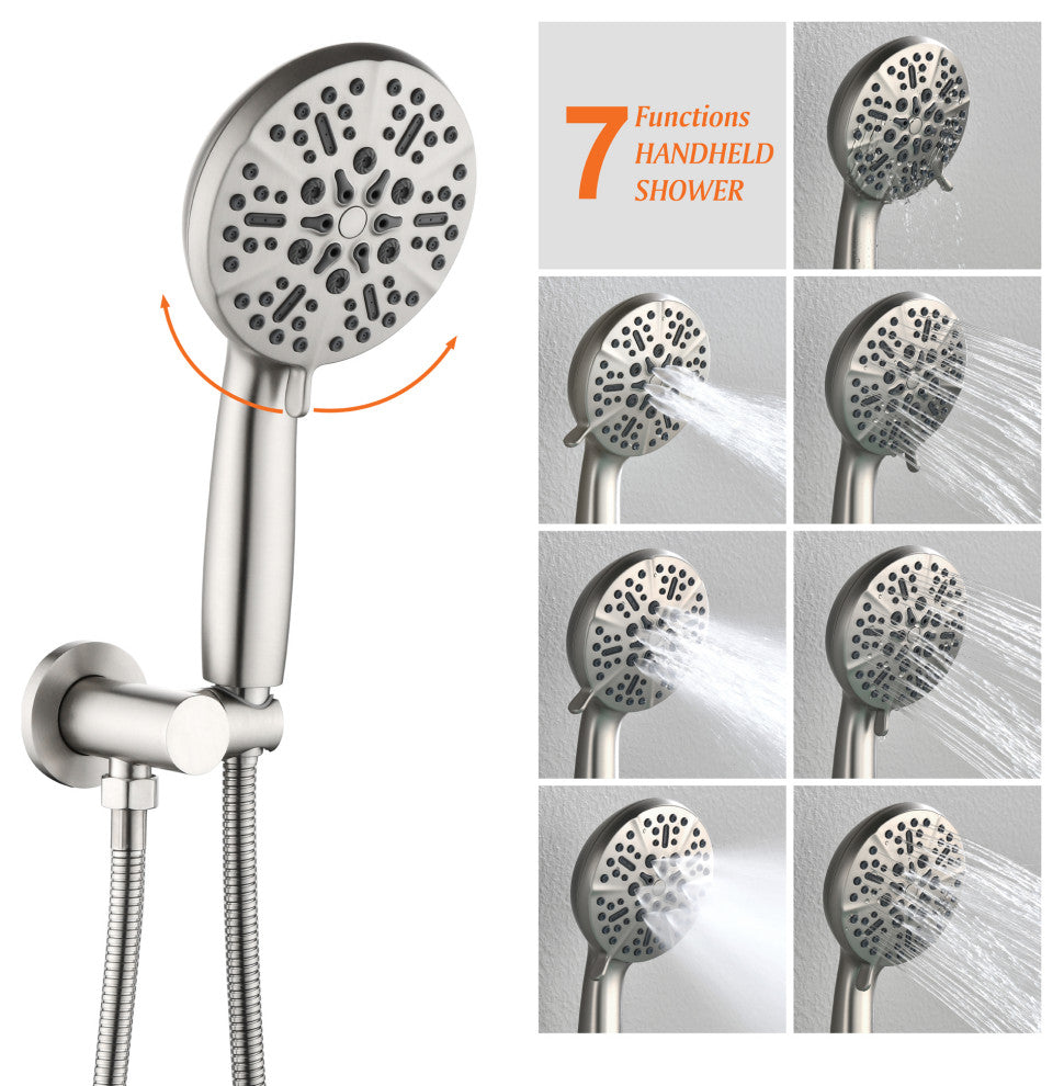 Single Handle Wall Mounted Waterfall Faucet With Handshower, Brushed Nickel