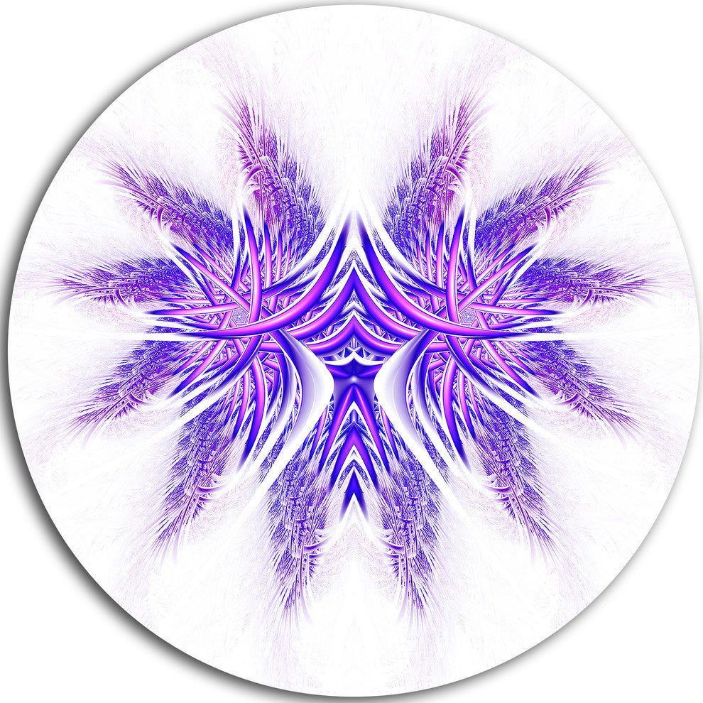 Bright Purple Unique Fractal Flower, Abstract Round Wall Art, 23"