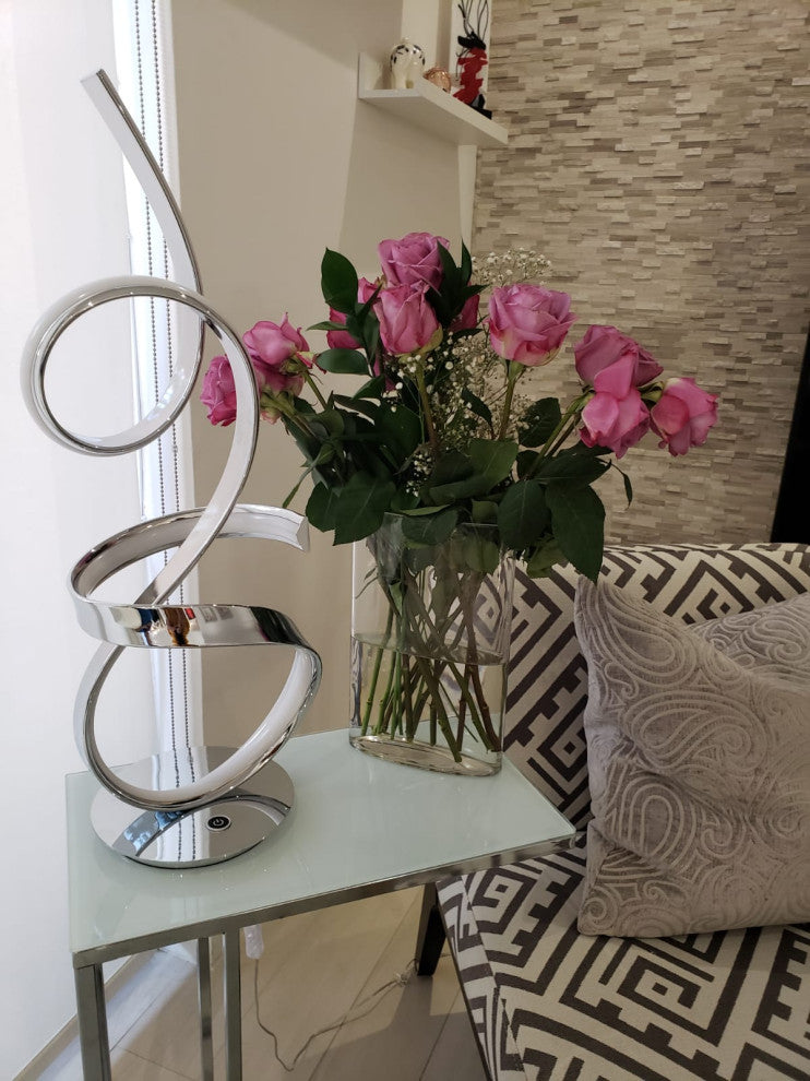 Amsterdam Dimmable Integrated LED Table Lamp with Touch Dimmer, Chrome