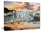 "Horses from Waves" Animal Digital Canvas Print, 40"x30"