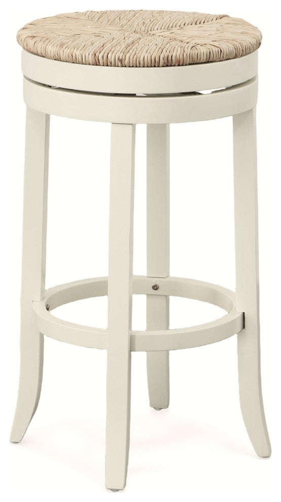 Irving 30" Swivel Rush Seat Bar Stool, Antique White