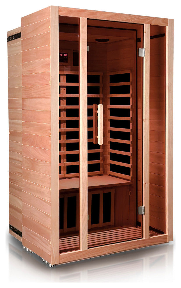 Extendable Indoor FAR Infrared Heating Sauna Bluetooth, Wood, 2-Person