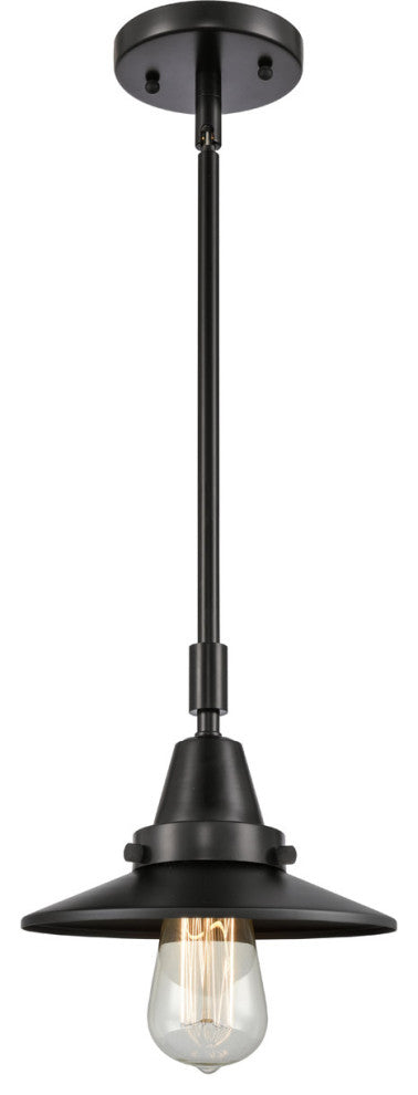 Innovations 447-1S-BK-M6-LED Railroad 1 Light 8" Mini Pendant, Matte Black