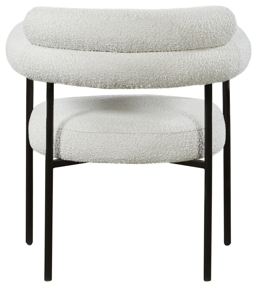 Blake Upholstered Dining Chair, Cream, Boucle Fabric, Matte Black, Set of 2