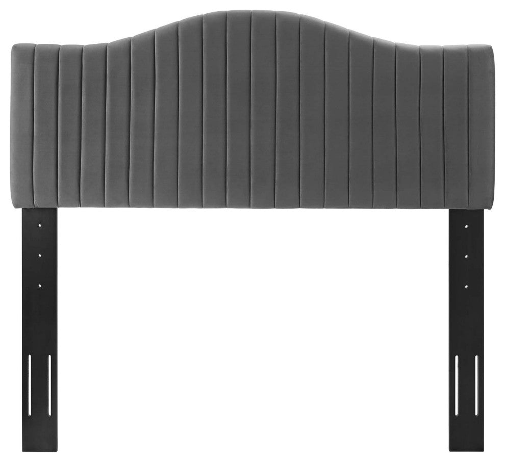 Tufted Headboard, Twin Size, Velvet, Dark Gray, Modern Contemporary