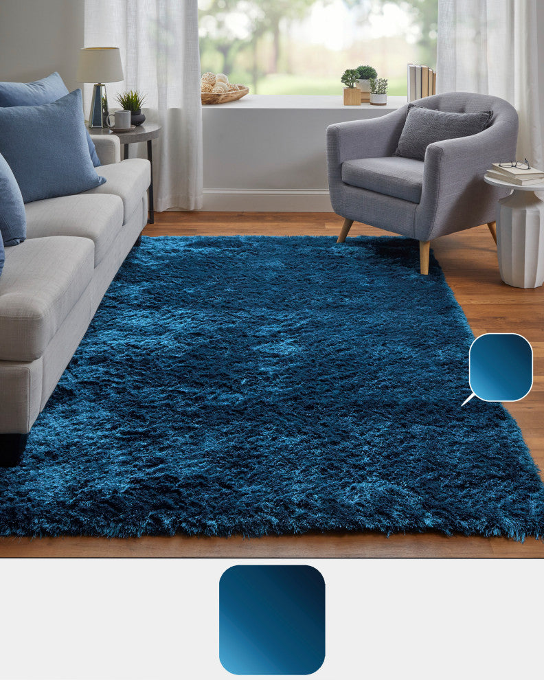 Weave & Wander Melba Plush Shag Rug, Teal, 3'6"x5'6"