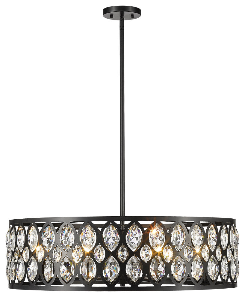 Dealey Eight Light Chandelier, Matte Black