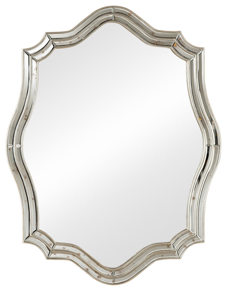 Delmore Art Deco Antique Silver Accent Wall Mirror