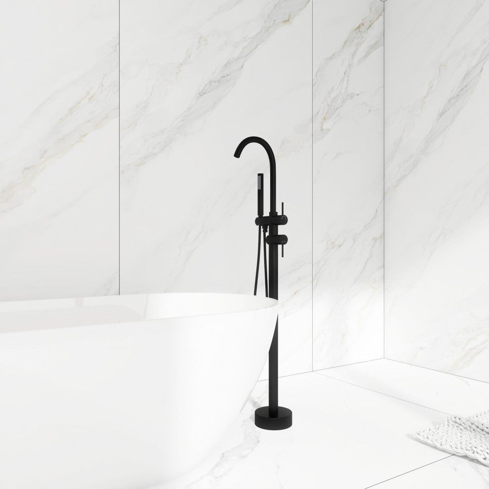 Freestanding Double Handle Clawfoot Tub Faucet, Matte Black