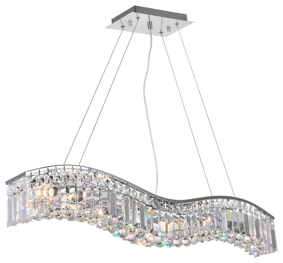 Glamorous 7 Light Down Chandelier With Chrome Finish