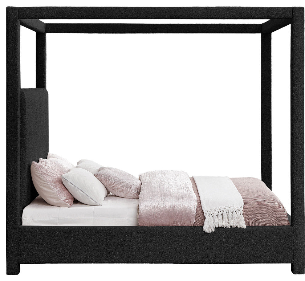 Eden Boucle Fabric Upholstered Bed, Black, King