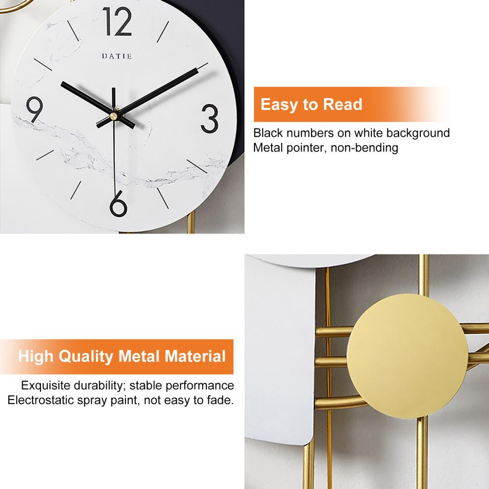 Modern 16.5" Decorative Big Wall Clocks for Living Room 3D Round Wall Clock