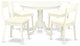 5Pc Hartland Set, One Dining Table, Four Faux Leather Seat Chairs, Linen White.