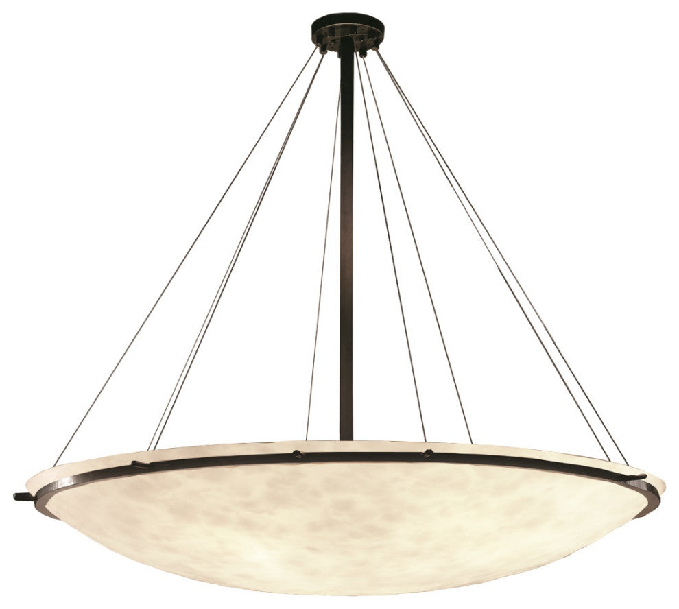Ring 48" Round Pendant Bowl With Ring, Dark Bronze, Clouds, LED