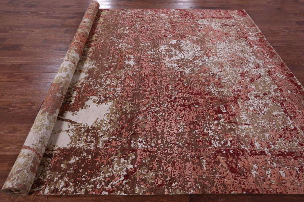 8' 9" X 11' 9" Wool & Silk Abstract Handmade Rug - Q13072