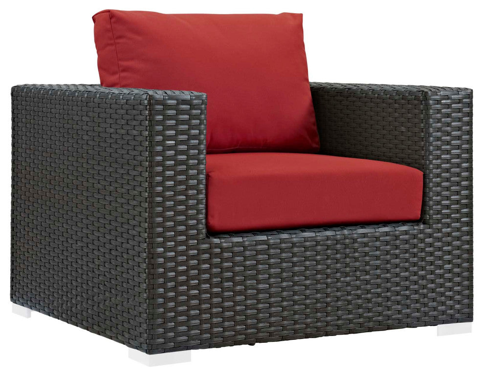 Sojourn 8-Piece Outdoor Patio Sunbrella Sectional Set Canvas Red