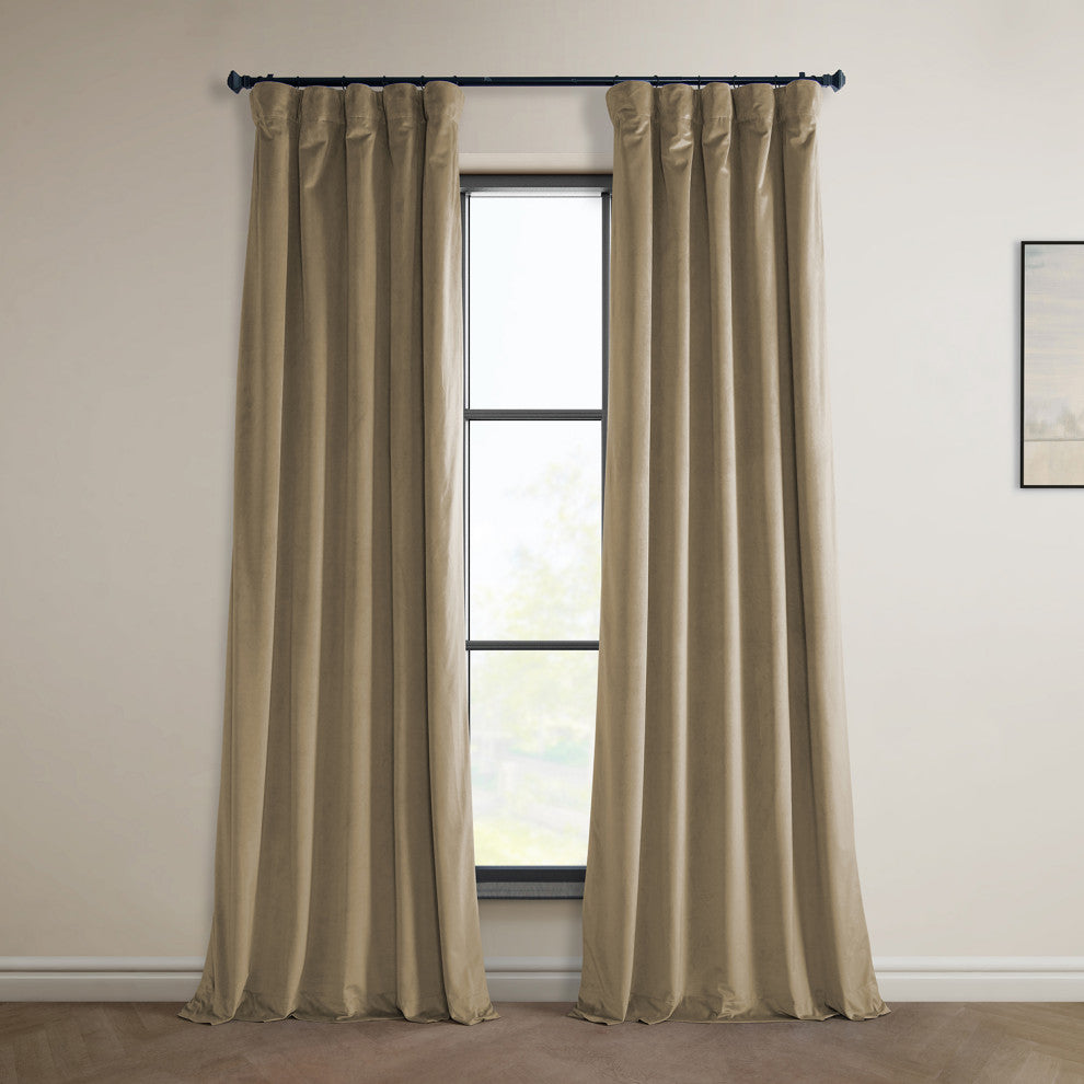 Heritage Plush Velvet Curtain Single Panel, Museum Taupe, 50"x84"