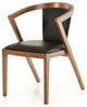 30" Walnut Wood And Black Leatherette Dining Chair
