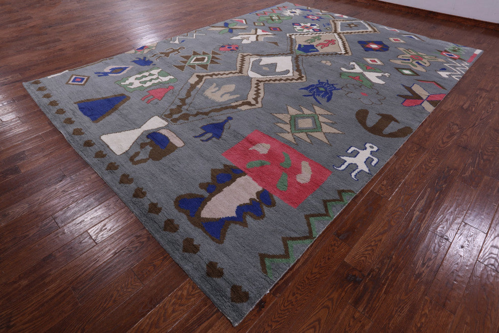 Hand Knotted Moroccan Wool Rug 10' 2" X 14' 1" - Q13113