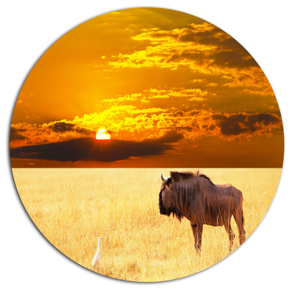 Huge Antelope In Field At Sunset, African Landscape Disc Artwork, 11"