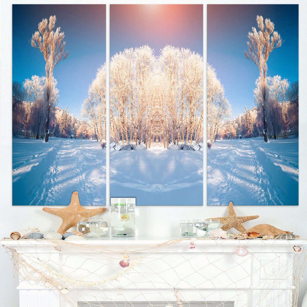 "Horizontally Flipped Winter Trees" Metal Wall Art, 3 Panels, 36"x28"