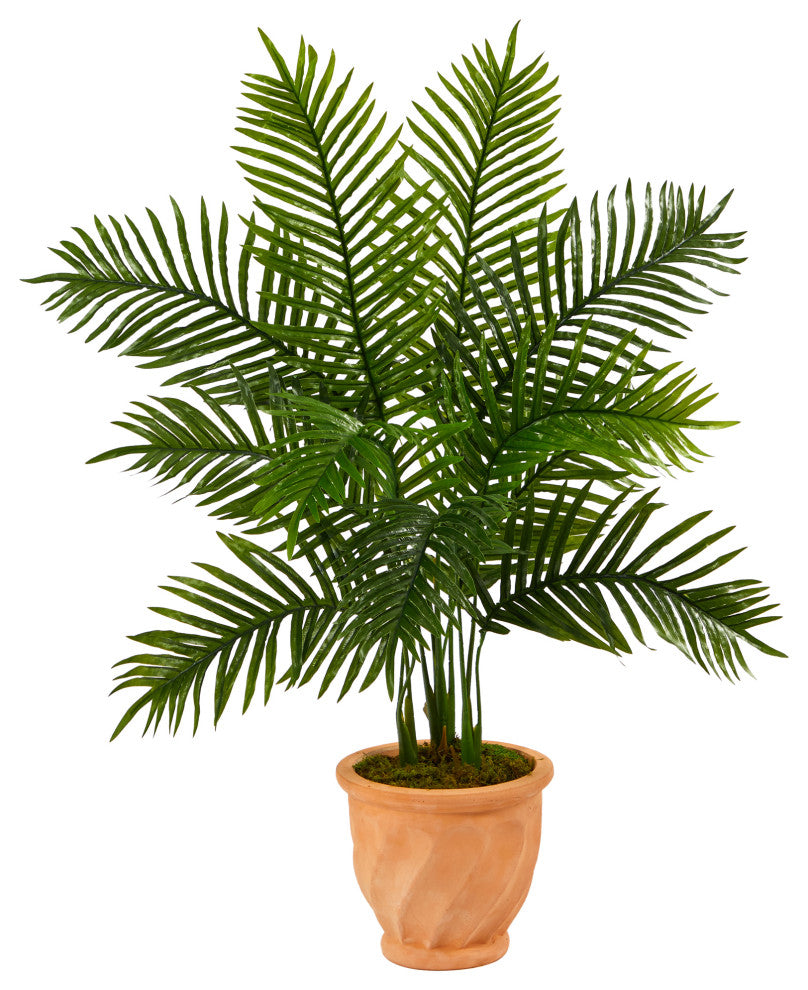 45" Areca Palm Artificial Tree, in Terracotta Planter, Real Touch