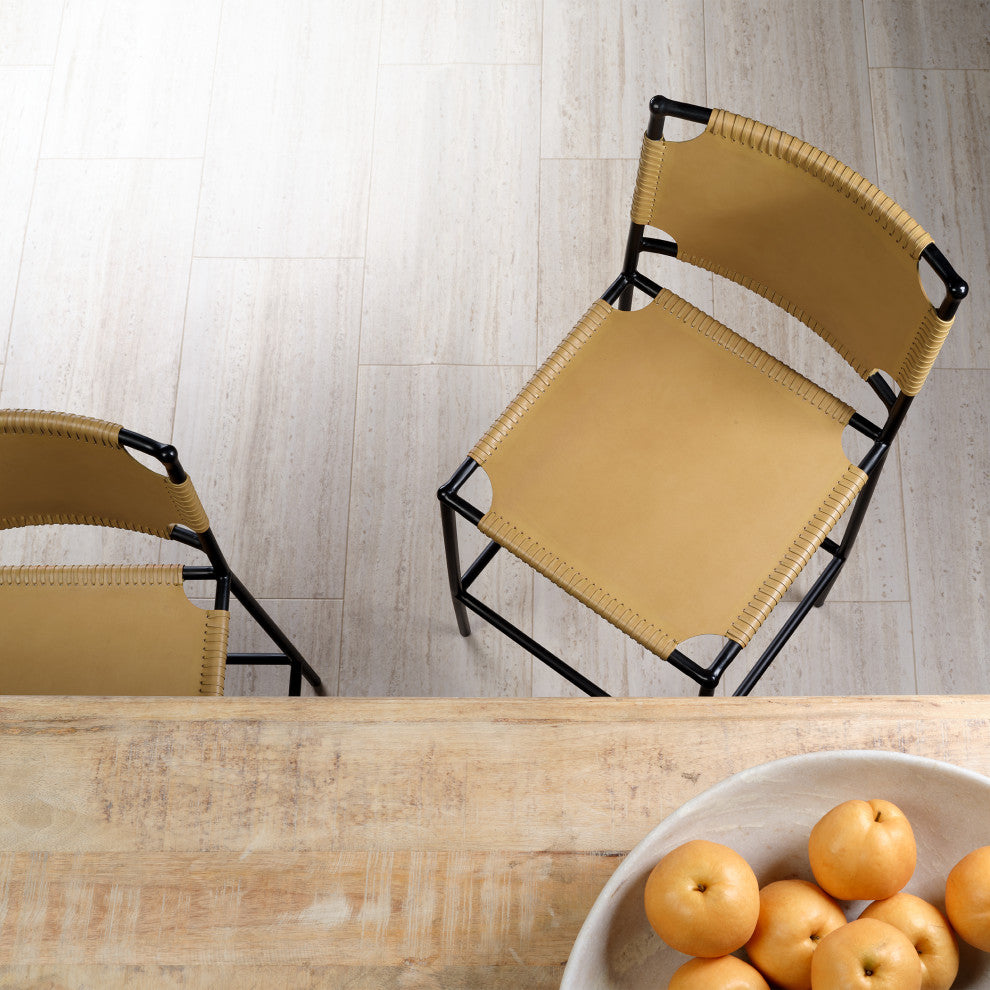 Asher Leather Dining Chair, Cashew