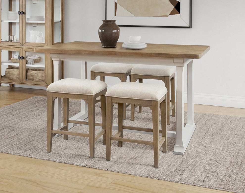 Modern Wood Counter Height Kitchen Dining Table, Brown