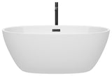 Juno Freestanding Bathtub, Matte Black Trim, 59", Faucet in Matte Black
