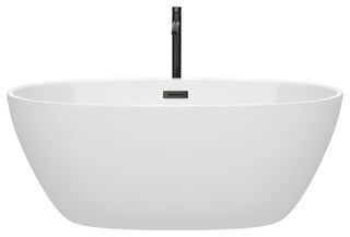 Juno Freestanding Bathtub, Matte Black Trim, 59", Faucet in Matte Black