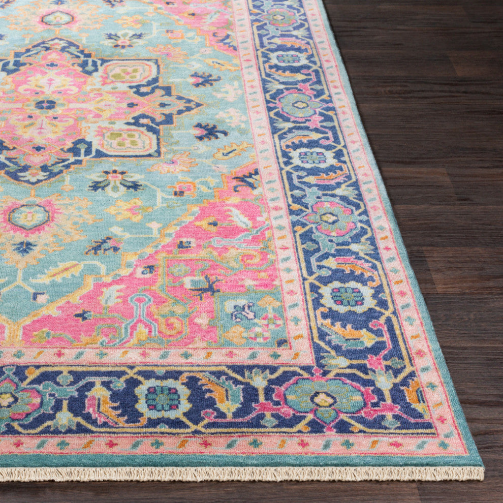 Surya Antique ATQ-1015 Traditional Area Rug, Teal, 8' x 11' Rectangle