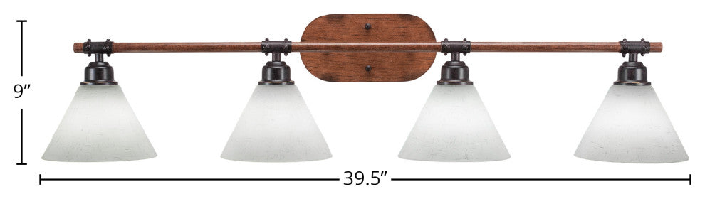 Blacksmith 4-Light Bath Bar, White Muslin