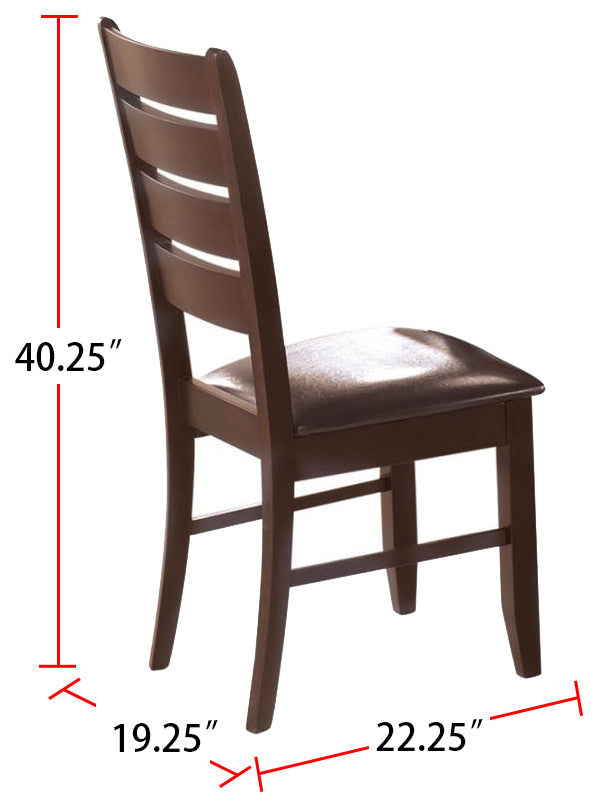 Set of 2 Slat Back Side Chairs, Cappuccino and Black