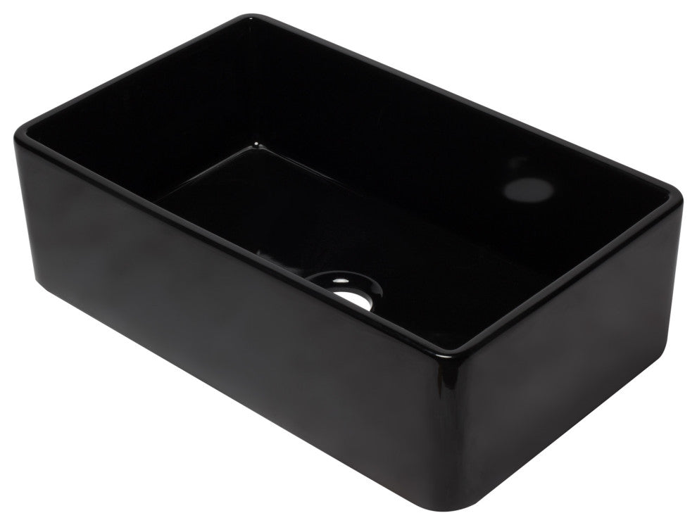ALFI brand AB3320SB-BG 33 Inch Black Single Fireclay Farmhouse Kitchen Sink