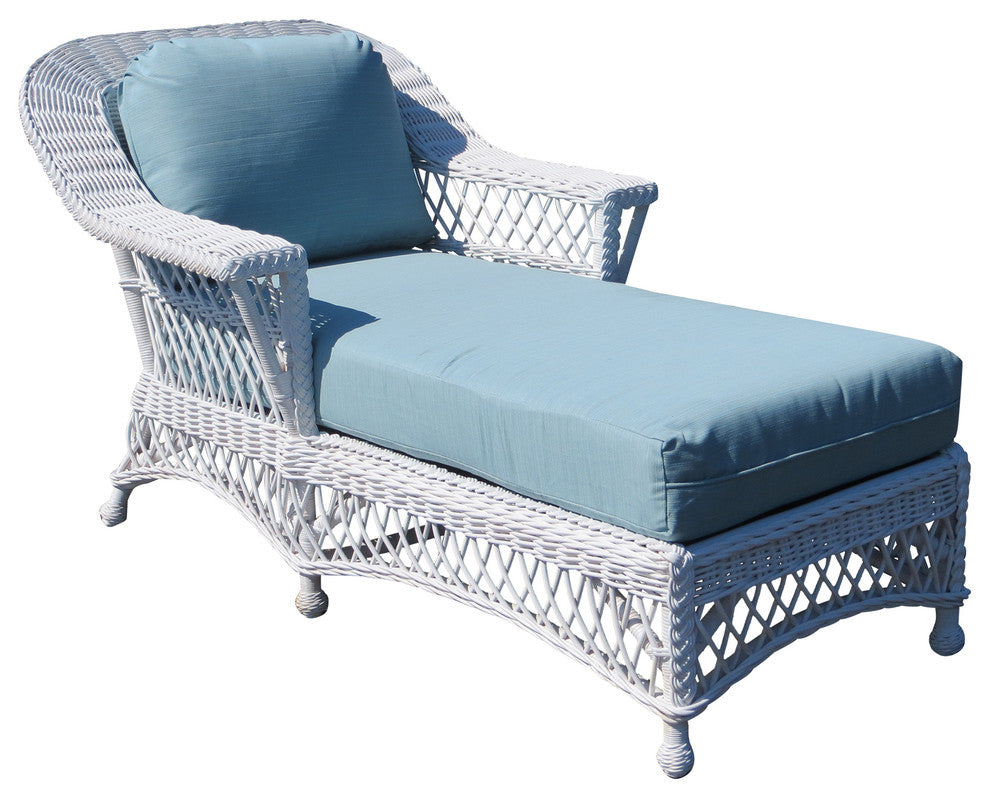 Bar Harbor Chaise Lounge, White, Baja-Lemon Fabric