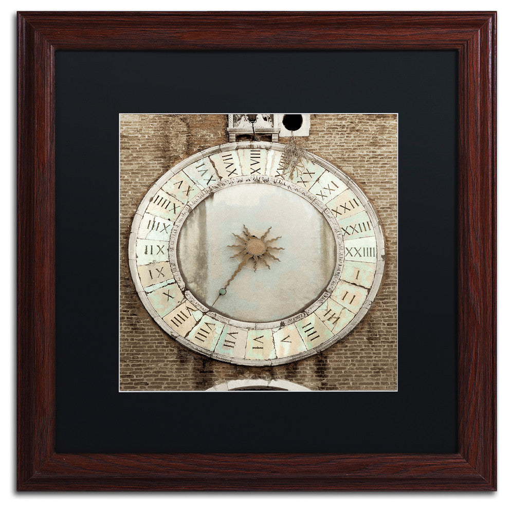Alan Blaustein ''Il Grande Orologio V'' Art, Wood Frame, Black Mat, 16x16