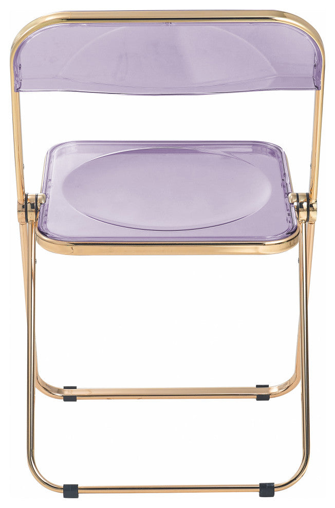 Lawrence Acrylic Folding Chair With Gold Frame, Magenta