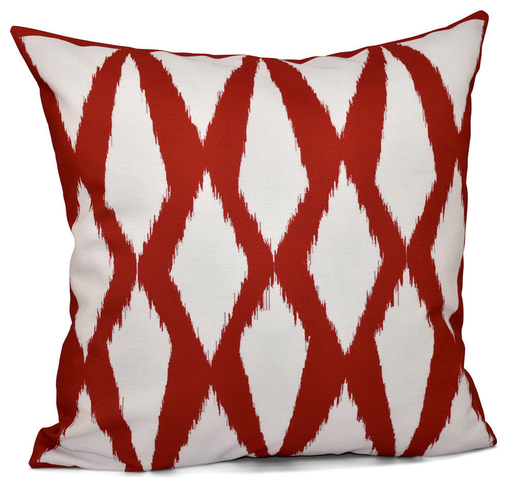 Geometric Decorative Pillow, Red, 16"x16"